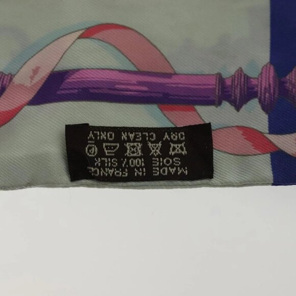 HERMES Twilly Scarf ""Ferronnerie"" Silk Blue Auth BA5051 - Picture 6 of 8